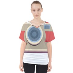 Photo Camera Machine Colorful Art V-neck Dolman Drape Top by Ndabl3x