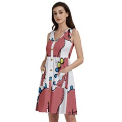 Dinosaur Dragon Drawing Cute Sleeveless Dress With Pocket by Ndabl3x