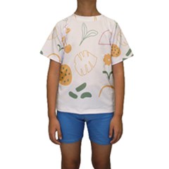 Cherries Flower Leaves Floral Kids  Short Sleeve Swimwear by Grandong