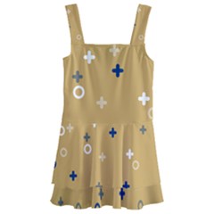 Cross Circles White Circles Kids  Layered Skirt Swimsuit by Grandong