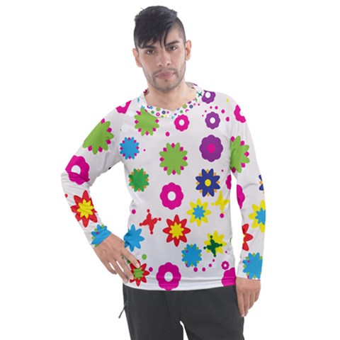 Floral Colorful Background Men s Pique Long Sleeve T-shirt by Grandong