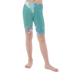 Plant Leaves Border Frame Kids  Mid Length Swim Shorts by Grandong