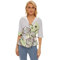 Flowers Bird Floral Floral Design Lightweight Drawstring Hooded Top by Grandong