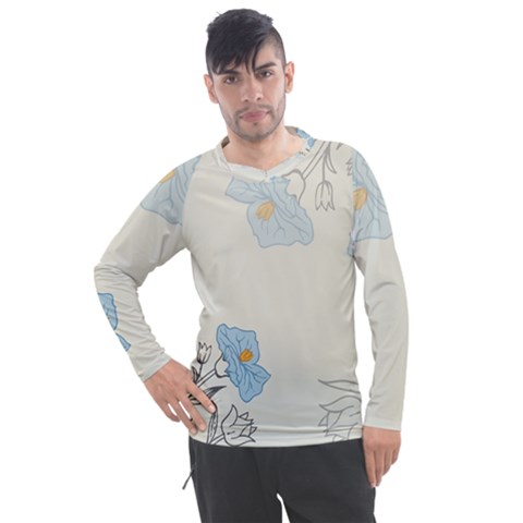 Digital Paper Flowers Background Men s Pique Long Sleeve T-shirt by Grandong