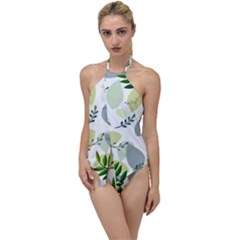 Leaves Foliage Pattern Abstract Go With The Flow One Piece Swimsuit by Grandong