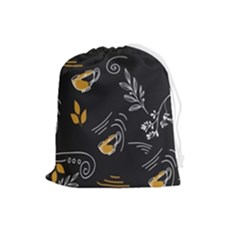 Leaves Coffee Digital Paper Cup Drawstring Pouch (large) by Grandong