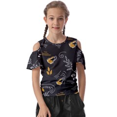 Leaves Coffee Digital Paper Cup Kids  Butterfly Cutout T-shirt by Grandong