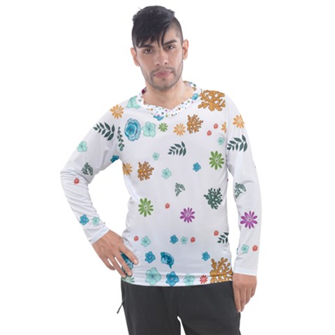 Flower Leaves Background Floral Men s Pique Long Sleeve T-shirt by Grandong
