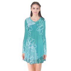 Flowers  Floral Design Background Long Sleeve V-neck Flare Dress by Grandong