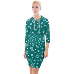 Flowers Floral Background Green Quarter Sleeve Hood Bodycon Dress by Grandong
