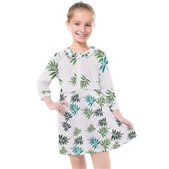 Leaves Plants Design Kids  Quarter Sleeve Shirt Dress by Grandong