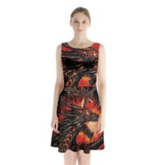 Dragon Sleeveless Waist Tie Chiffon Dress by Ndabl3x
