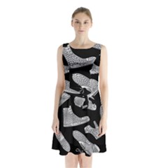 Pattern Shiny Shoes Sleeveless Waist Tie Chiffon Dress by Ndabl3x
