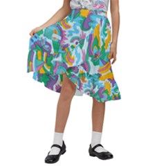 Pattern Hotdog Trap Kids  Ruffle Flared Wrap Midi Skirt by Ndabl3x