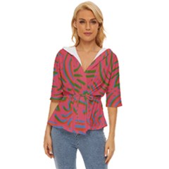 Pattern Saying Wavy Lightweight Drawstring Hooded Top by Ndabl3x
