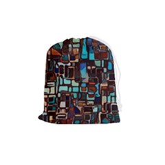 Stained Glass Mosaic Abstract Drawstring Pouch (medium) by Sarkoni