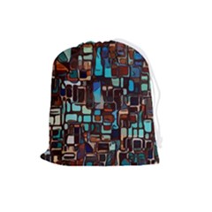 Stained Glass Mosaic Abstract Drawstring Pouch (large) by Sarkoni