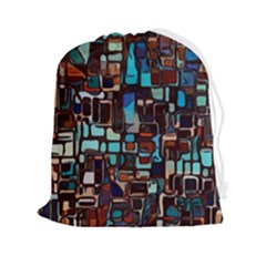 Stained Glass Mosaic Abstract Drawstring Pouch (2xl) by Sarkoni