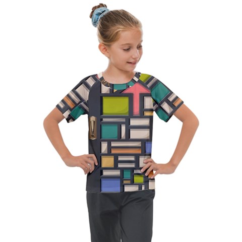 Door Stained Glass Stained Glass Kids  Mesh Piece T-shirt by Sarkoni