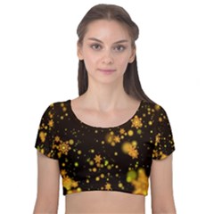 Background Black Blur Colorful Velvet Short Sleeve Crop Top  by Sarkoni
