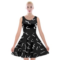Scribbles Lines Drawing Picture Velvet Skater Dress by Sarkoni