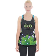 Kitten Black Furry Illustration Piece Up Tank Top by Sarkoni