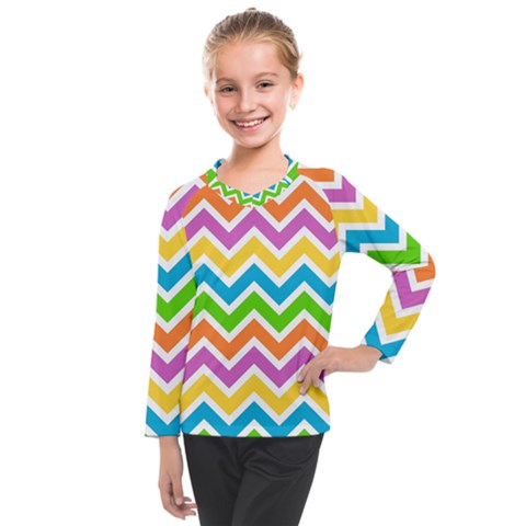 Chevron Pattern Design Texture Kids  Long Mesh T-shirt by Apen