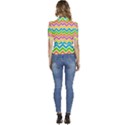 Chevron Pattern Design Texture Puffed Short Sleeve Button Up Jacket View4