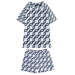 Diagonal Stripe Pattern Kids  Swim T-shirt And Shorts Set by Apen