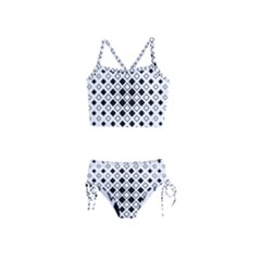 Square Diagonal Pattern Monochrome Girls  Tankini Swimsuit by Apen