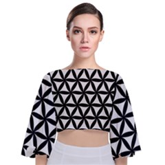 Pattern Floral Repeating Tie Back Butterfly Sleeve Chiffon Top by Apen