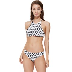 Pattern Star Repeating Black White Banded Triangle Bikini Set by Apen