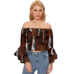 Abstract Architecture Building Business Off Shoulder Flutter Bell Sleeve Top by Amaryn4rt