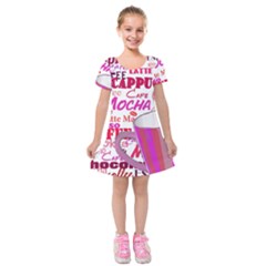 Coffee Cup Lettering Coffee Cup Kids  Short Sleeve Velvet Dress by Amaryn4rt