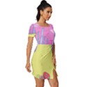 Red Mushroom Animation Adventure Time Cartoon Multi Colored Fitted Knot Split End Bodycon Dress View3