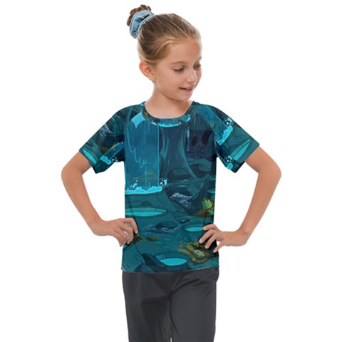 Waterfalls Wallpaper Adventure Time Kids  Mesh Piece T-shirt by Sarkoni