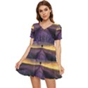 Bed Of Purple Petaled Flowers Photography Landscape Nature Tiered Short Sleeve Babydoll Dress View1