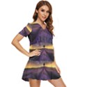 Bed Of Purple Petaled Flowers Photography Landscape Nature Tiered Short Sleeve Babydoll Dress View2
