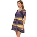 Bed Of Purple Petaled Flowers Photography Landscape Nature Tiered Short Sleeve Babydoll Dress View3