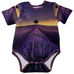 Bed Of Purple Petaled Flowers Photography Landscape Nature Baby Short Sleeve Bodysuit by Sarkoni