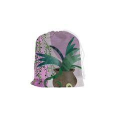 Botanical Plants Green Sheet Art Drawstring Pouch (small) by Sarkoni