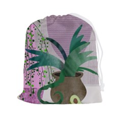 Botanical Plants Green Sheet Art Drawstring Pouch (2xl) by Sarkoni