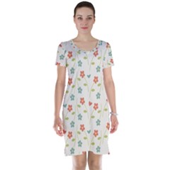 Floral Pattern Wallpaper Retro Short Sleeve Nightdress by Apen