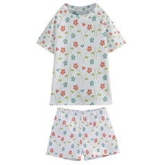 Floral Pattern Wallpaper Retro Kids  Swim T-shirt And Shorts Set by Apen