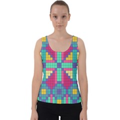 Checkerboard Squares Abstract Texture Patterns Velvet Tank Top by Apen