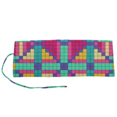 Checkerboard Squares Abstract Texture Patterns Roll Up Canvas Pencil Holder (s) by Apen
