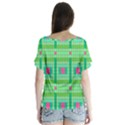 Checkerboard Squares Abstract V-Neck Flutter Sleeve Top View2