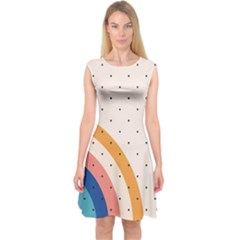 Retro Abstract Geometric Capsleeve Midi Dress by Modalart