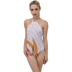 Retro Abstract Geometric Go With The Flow One Piece Swimsuit by Modalart