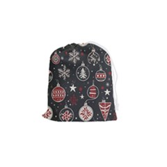 Christmas Decoration Winter Xmas Drawstring Pouch (small) by Modalart